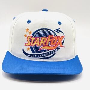 Vintage STARFOX Nintendo 64 Hat 90s Promotional Video Game White Snapback Cap